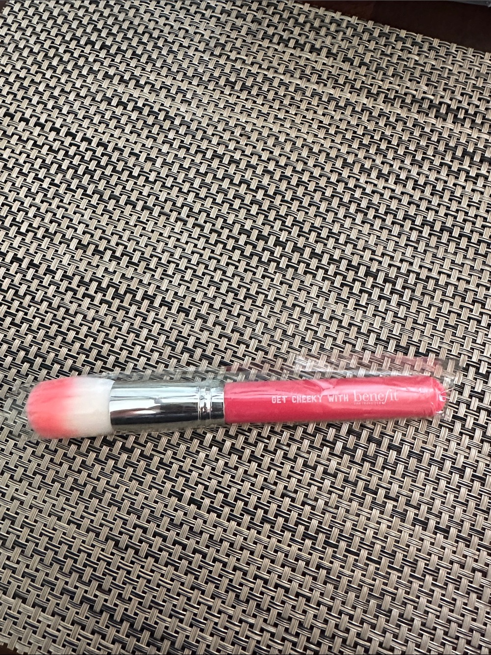 Benefit Coral-Pink Cheek Brush with White-Tipped Bristles